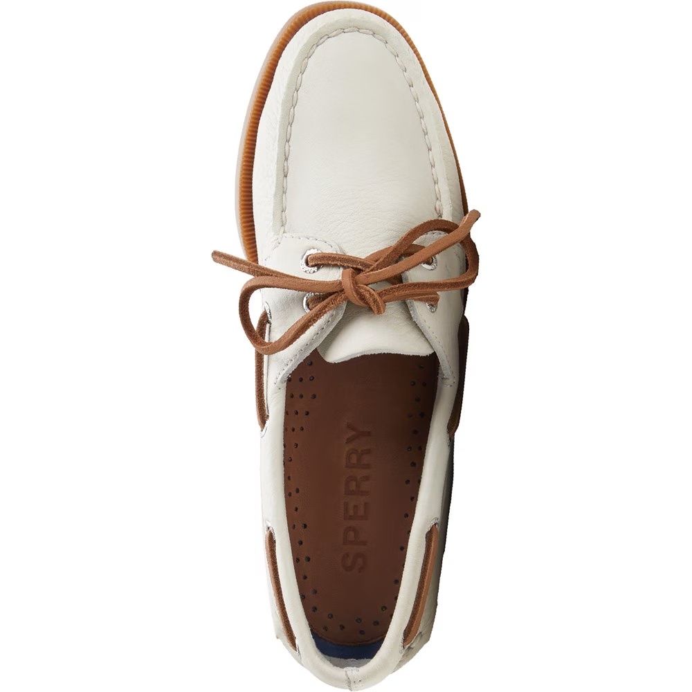 Подлинные оригинальные кожаные туфли-лодочки с двумя люверсами Sperry, белый — фото 4