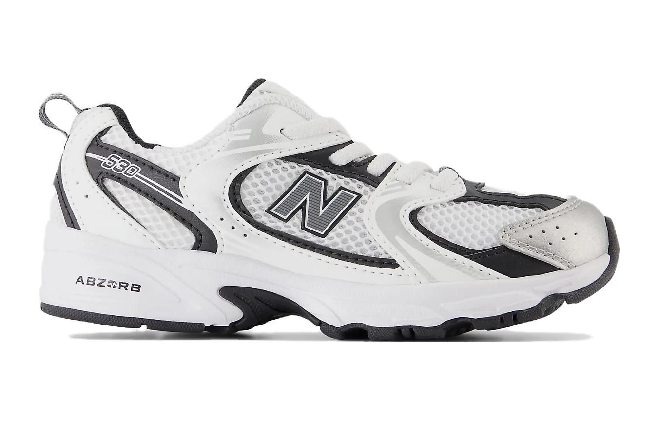 Износостойкие низкие детские повседневные кроссовки White Black Kids' New Balance — фото 2