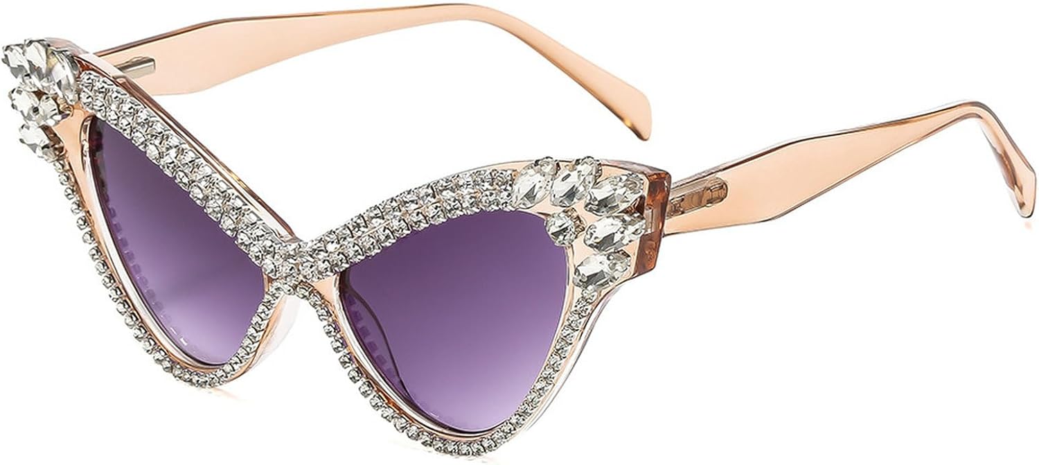 

Винтажные солнцезащитные очки большого размера со стразами для женщин, модель «кошачий глаз», модные ретро-очки в стиле 90-х, с крупной оправой и бриллиантами mincl, C6