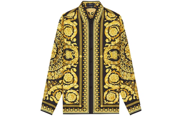Рубашка с принтом Barocco VERSACE желтая