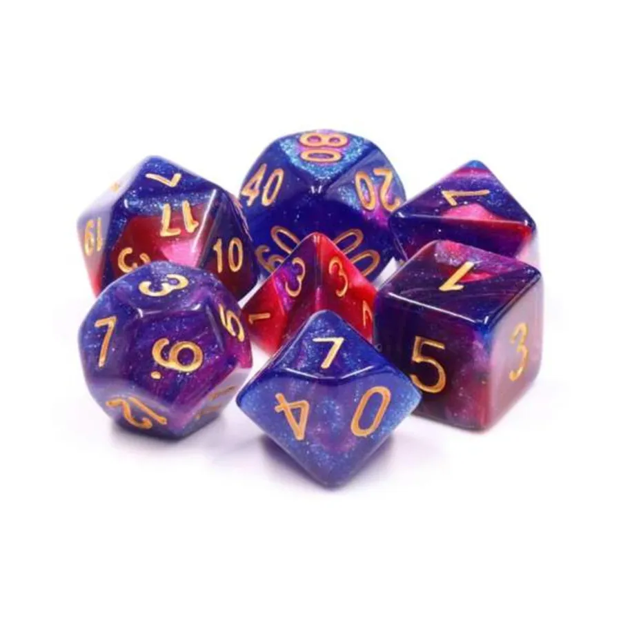 

Набор Poly — Розовая галактика с золотом (7), Dice Sets - Resin/Acrylic - Rainbow & Multi-Colored (Foam Brain Games)