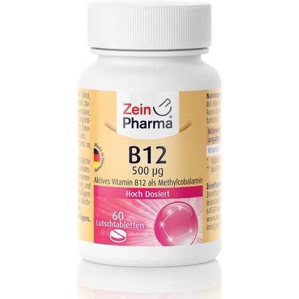 

ZeinPharma Витамин B12 Кобаламин 500 мкг Пастилки 60 штук - Запас на 2 месяца - Сделано в Германии