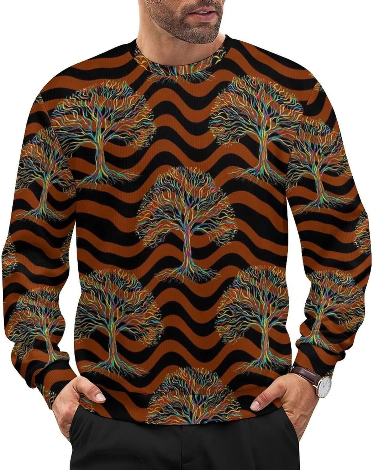 

Мужской свитер с круглым вырезом, мягкий и свободный Meaudiwes