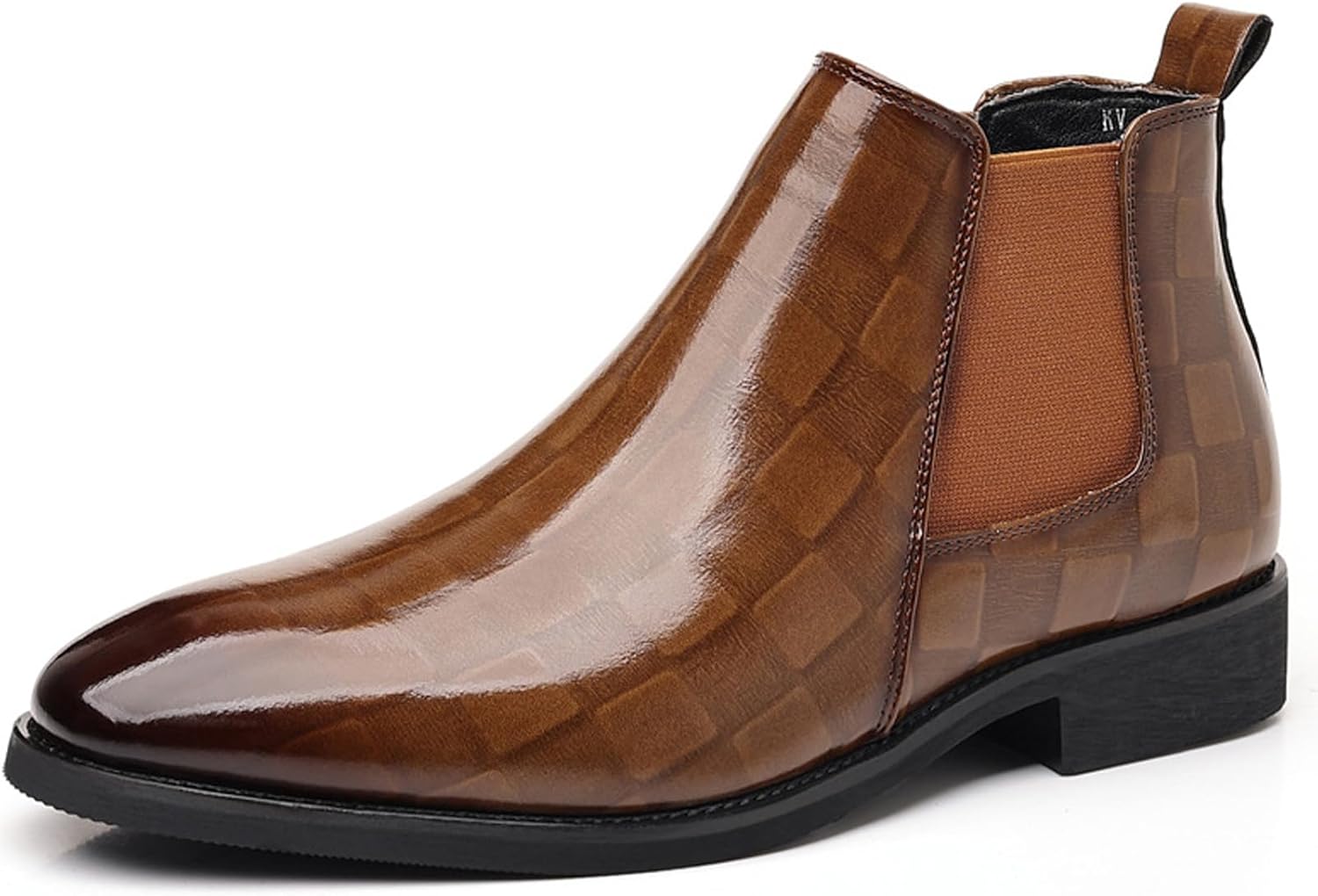 

Мужские кожаные слипоны TZNBGGE в стиле Челси с эластичной вставкой, заостренным носком, удобные ботинки до щиколотки, повседневные и деловые высокие классические ботинки, коричневый