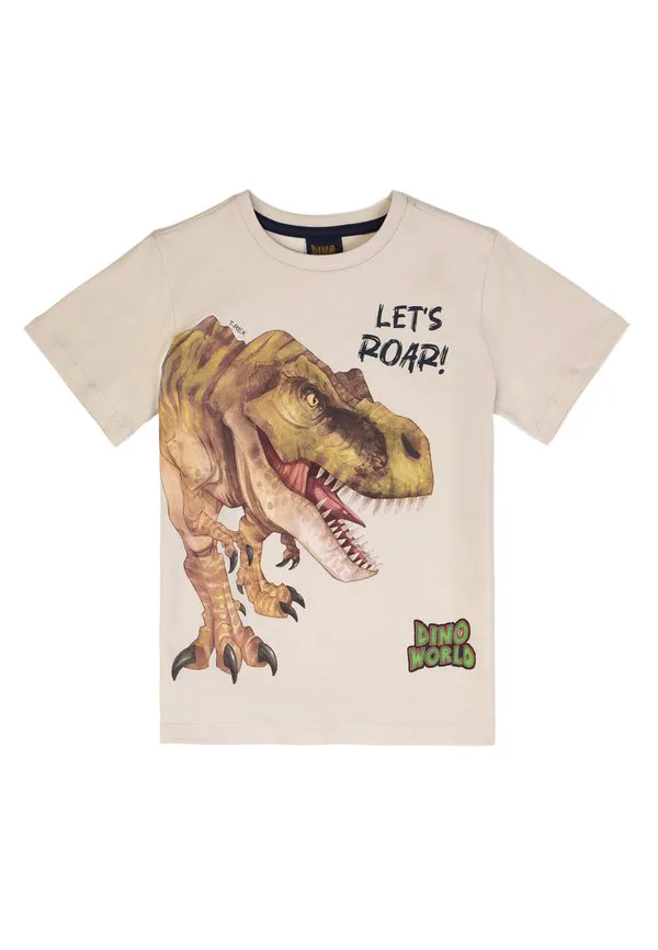 Футболка с принтом Dino World, Oatmeal
