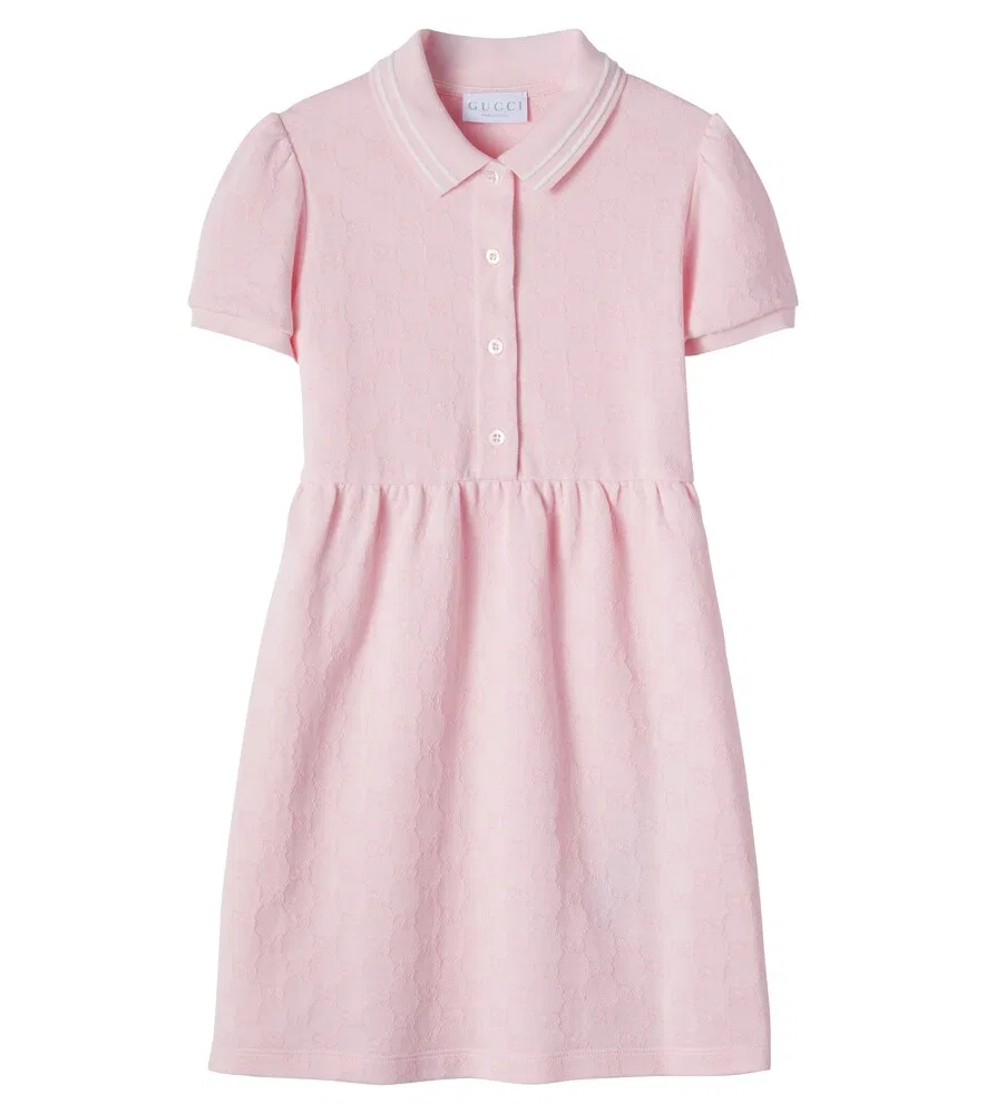 Платье-поло из хлопкового пике GG Gucci Kids, розовый