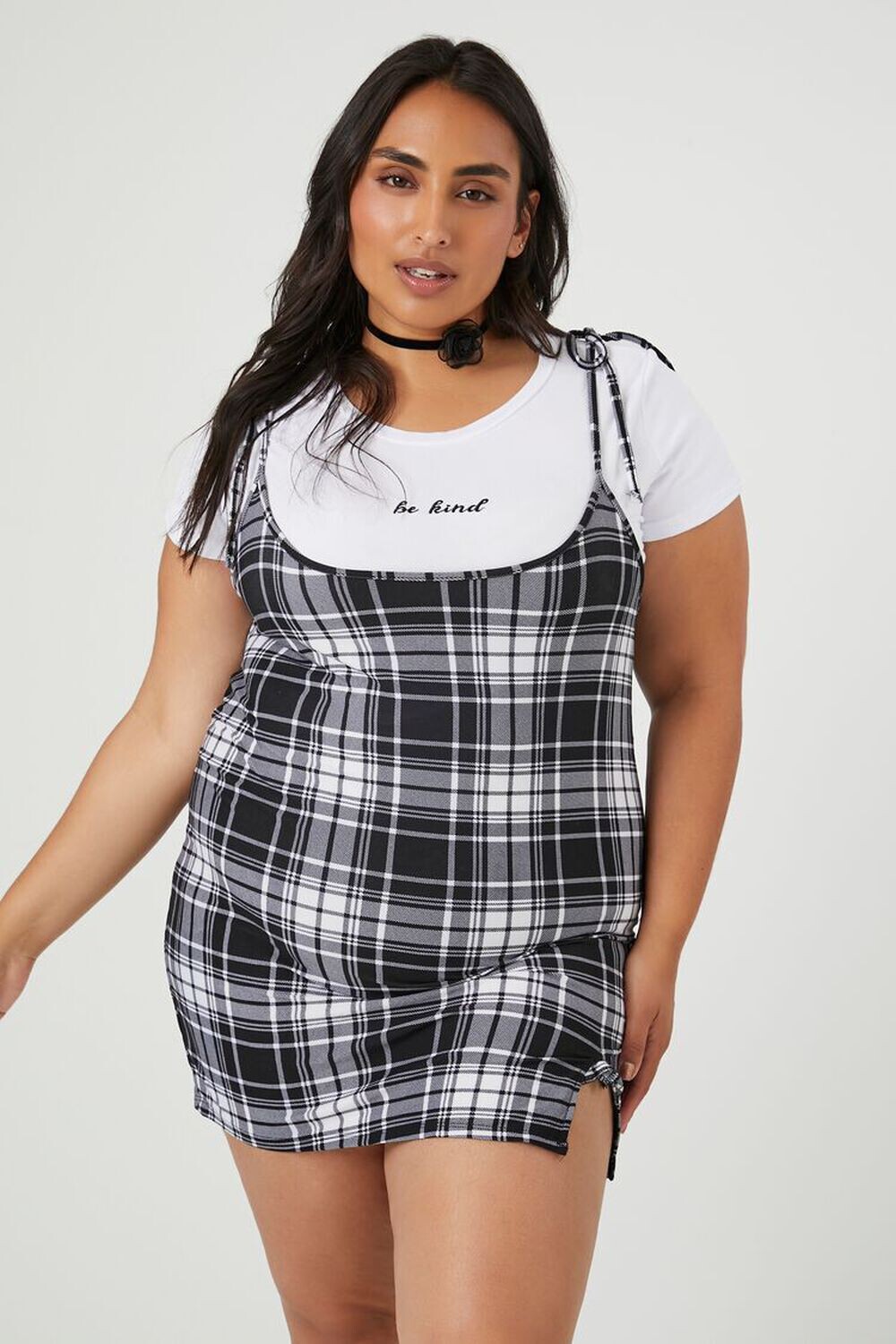 

Комбинированное платье Be Kind с графическим рисунком больших размеров Forever 21, черный