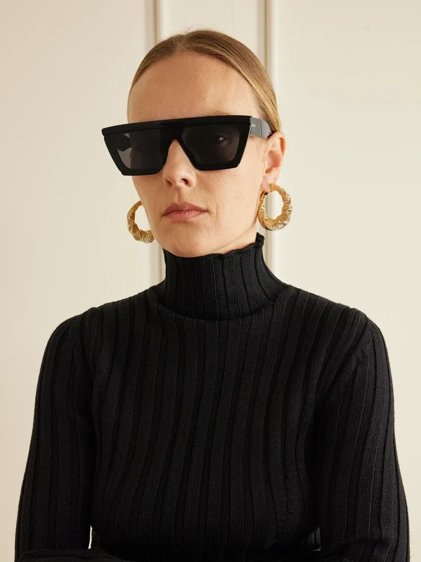 Солнцезащитные очки со скругленной оправой D-образной формы из ацетата ALAÏA EYEWEAR, черный — фото 2