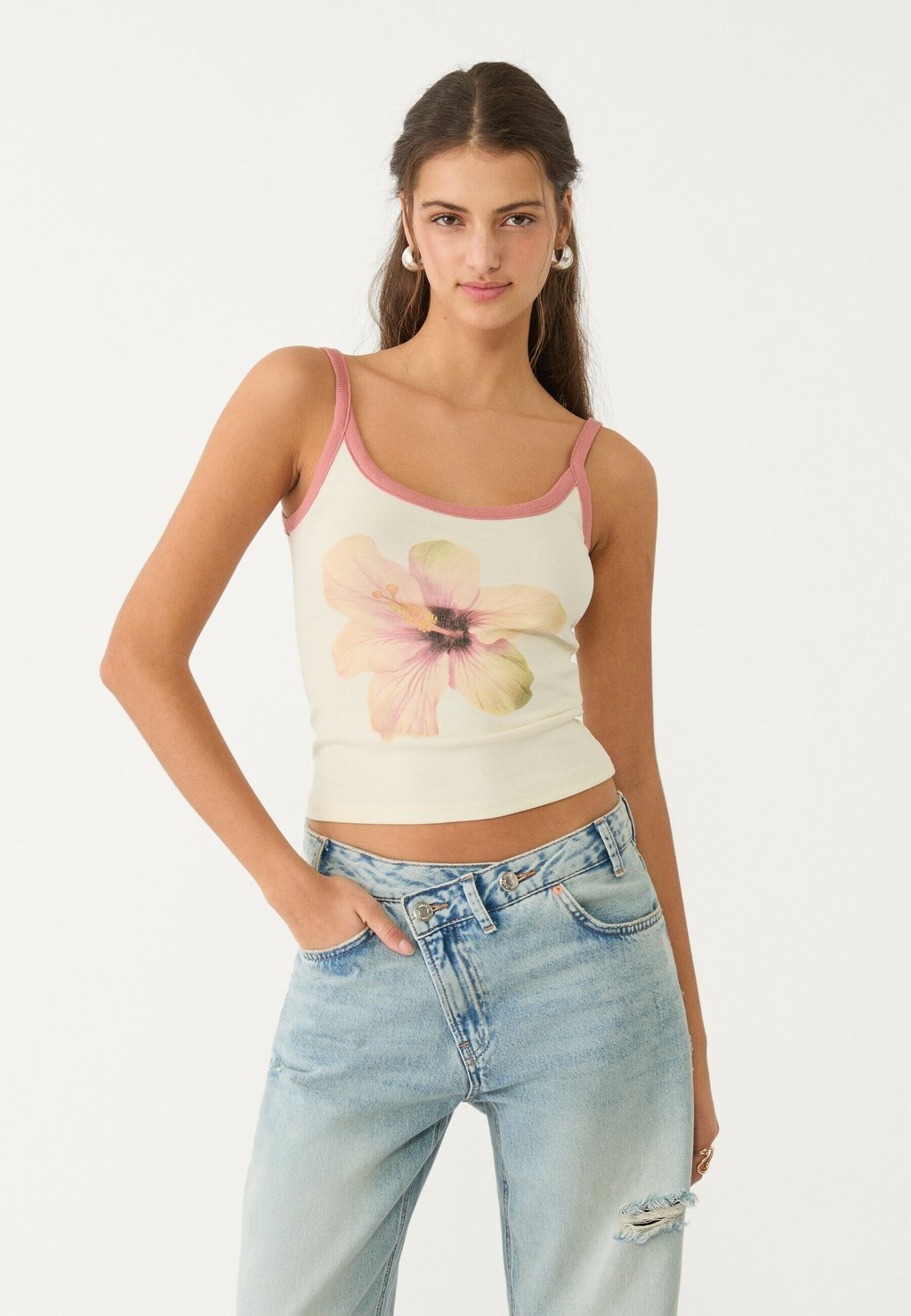 

Топ HIBISCUS STRAPPY Stradivarius, цвет Mottled Beige