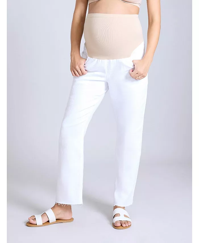

Женские джинсы Secret Fit Over the Belly с прямыми штанинами - Motherhood Maternity, белый