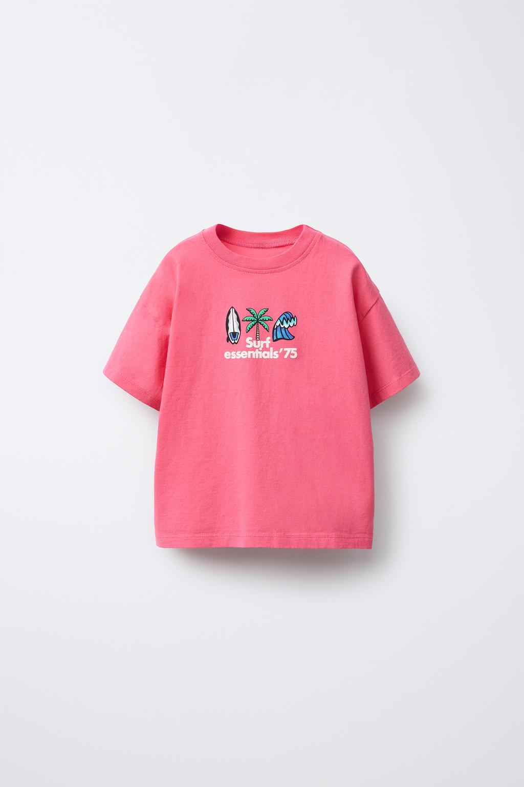 

Футболка с принтом для серфинга ZARA, цвет Fuchsia