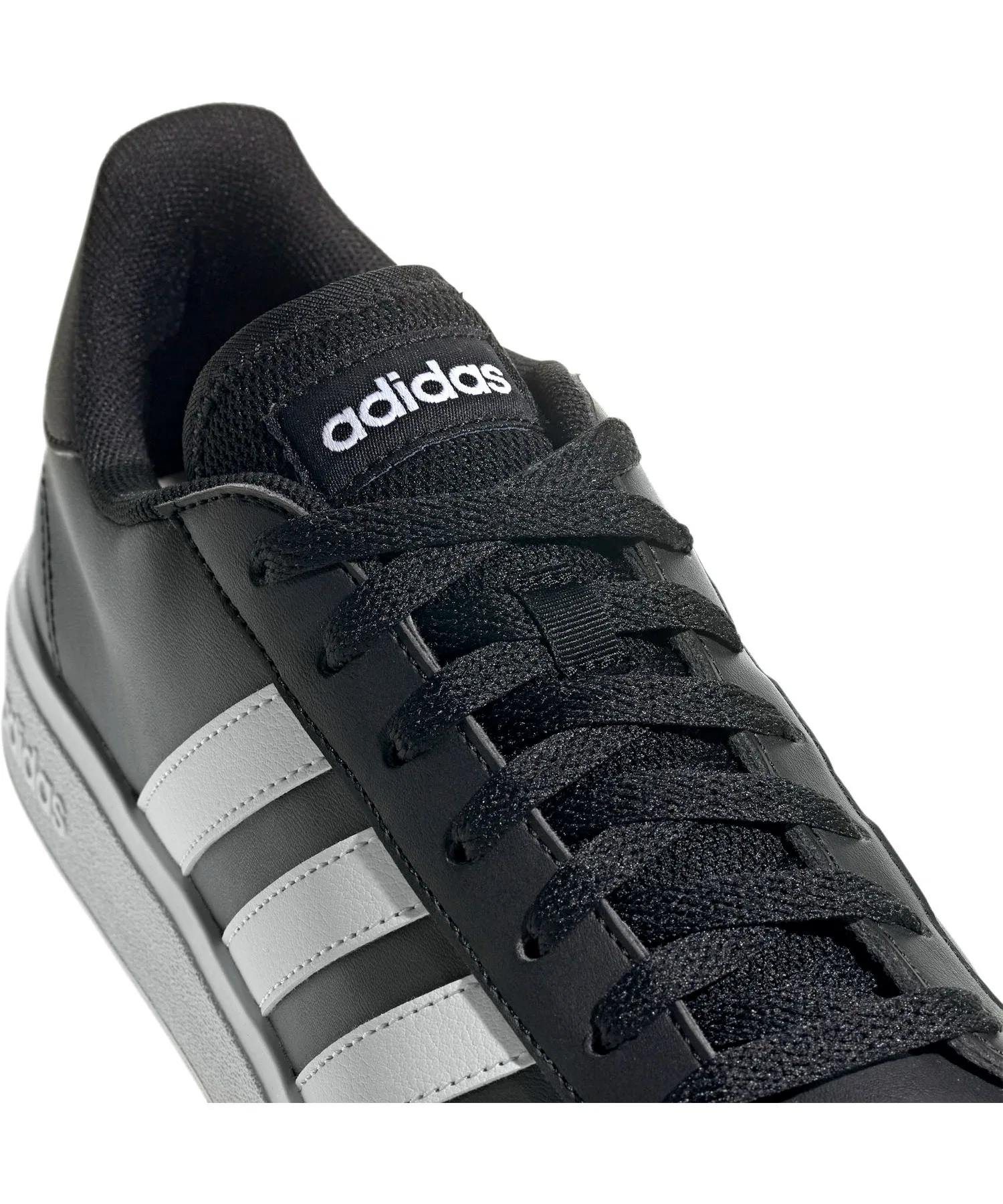 Мужские/Женские кроссовки adidas GRAND COURT BASE 2.0 с полосками чёрные с белым — фото 4