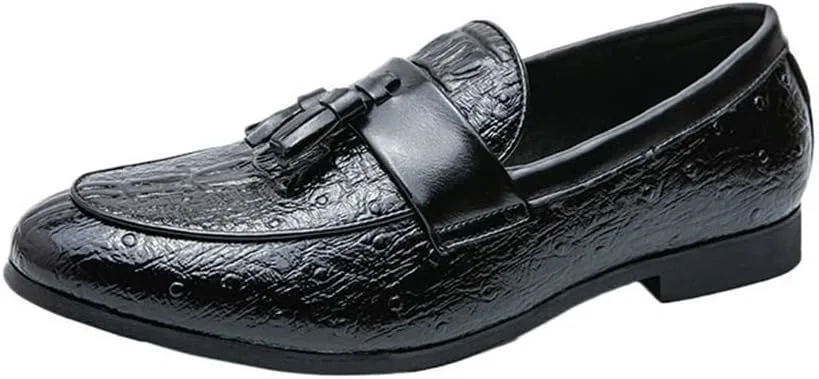 Лоферы из экокожи с крокодиловым принтом, кисточки, Black DHFIRUFSHLO