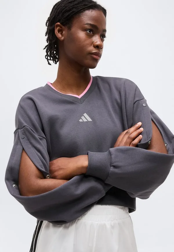 Толстовка для персонала стадиона Adidas Sportswear, Grey Six/Tropic Bloom/Solid Grey — фото 4