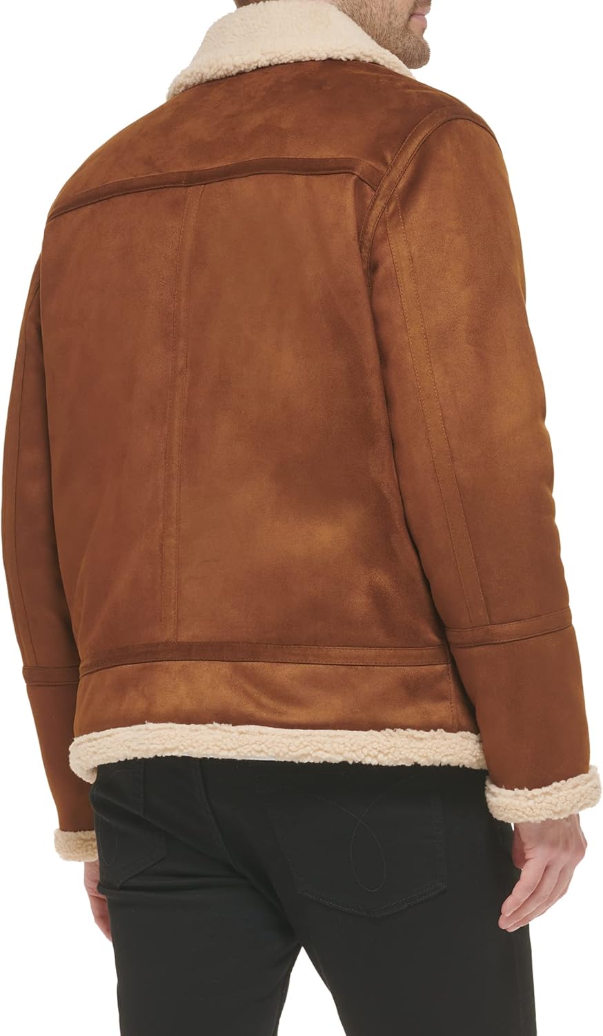 Мужская куртка Calvin Klein из искусственной кожи - бомбер с подкладкой из овчины, Shearling Lined Cognac — фото 4