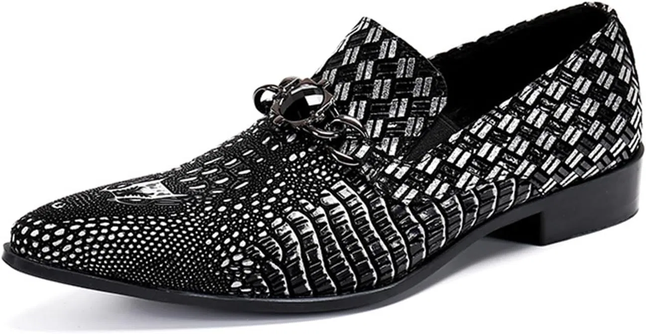Лоферы кожаные с крокодиловым рисунком, Black MANYUBEI