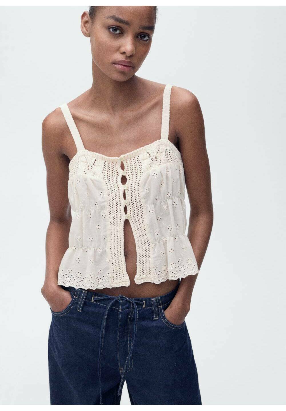 

Топ COQUETO - Blouse Mango, кремовый