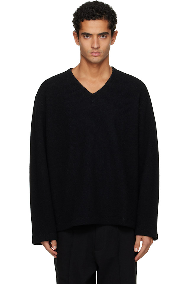 

Свитер с V-образным вырезом и застежкой на кнопках Lady White Co., черный