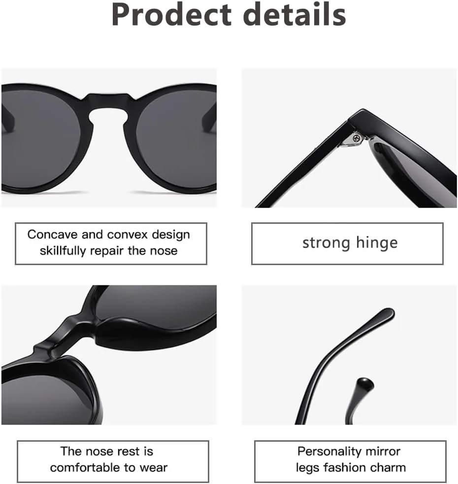 

Ретро круглые солнцезащитные очки для женщин и мужчин, поляризованные, в винтажном стиле, с защитой от УФ-излучения, для активного отдыха SJBNCai, Black+transparent