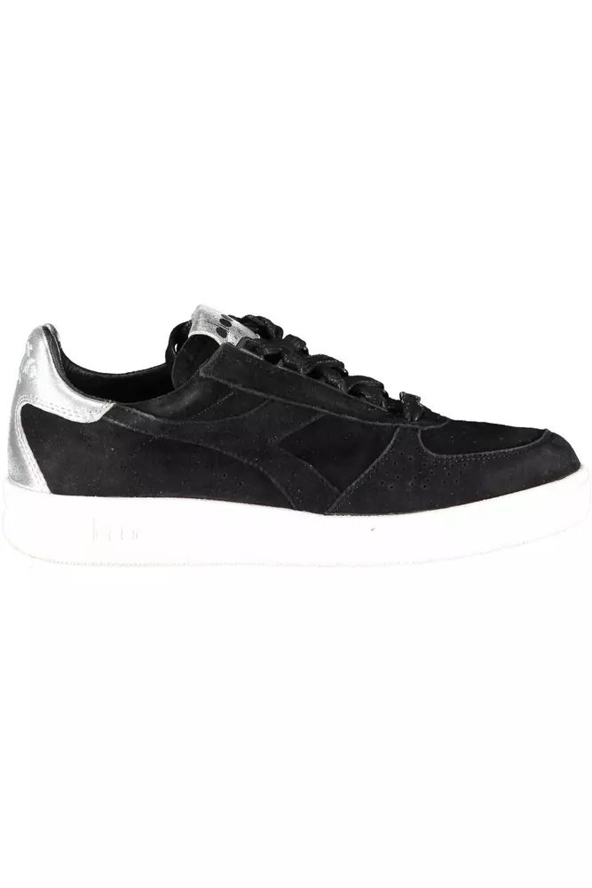 Элегантные кожаные кроссовки Diadora с кружевными деталями для женщин, черный