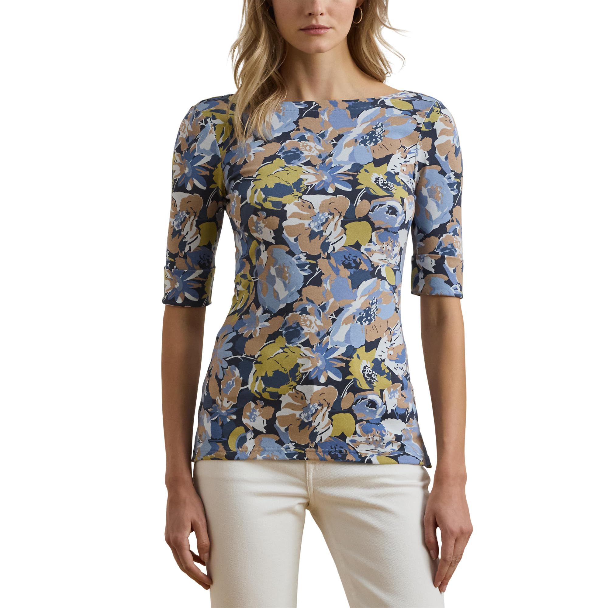 

Футболка Lauren Ralph Lauren Petite Judy Mid, синий мульти