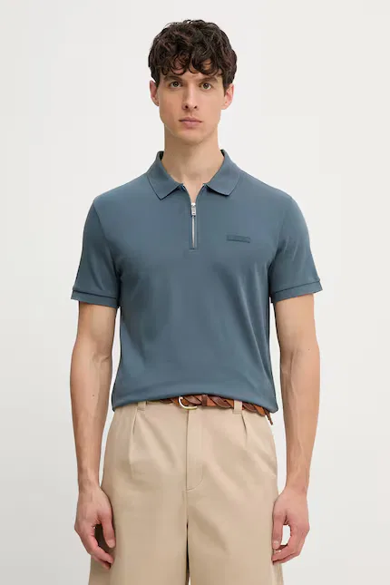 Футболка-поло хлопковая Calvin Klein, бирюзовый