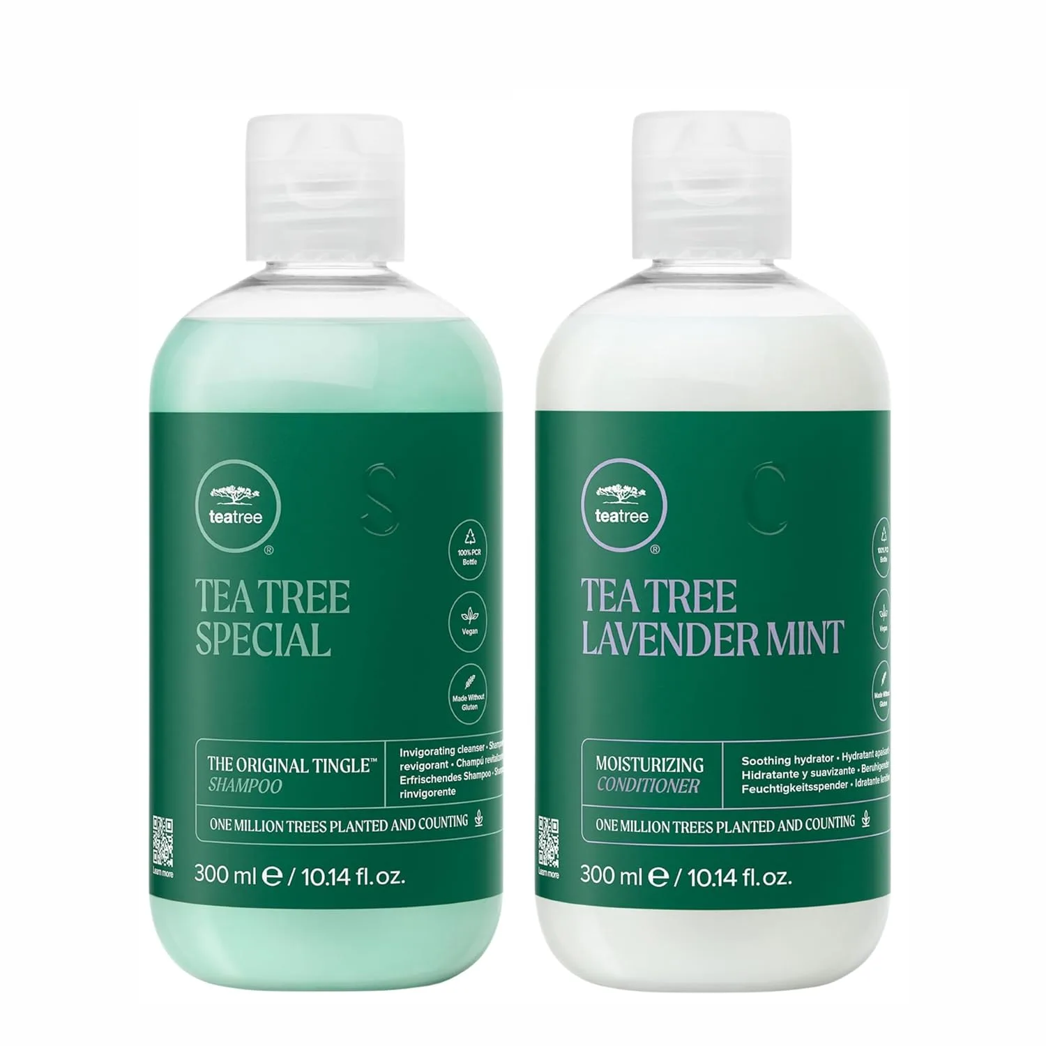 Шампунь tea tree special, глубоко очищает и освежает кожу головы, для всех типов волос, особенно жирных, и кондиционер tea tree lavender mint moisturizing, увлажняет и успокаивает, для сухих жестких волос, 300 мл, набор Paul Mitchell