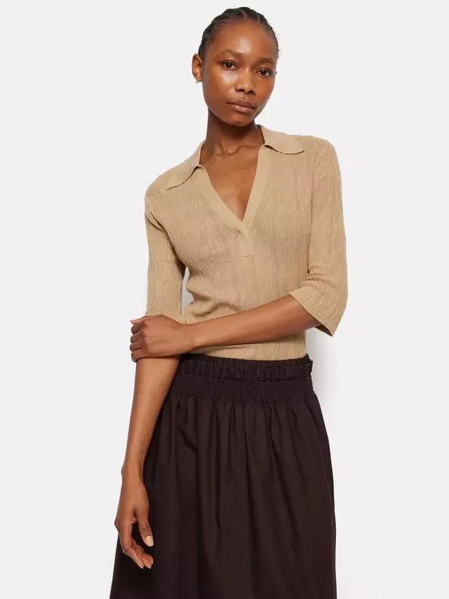 

Топ Jigsaw Textured Knit Collared, цвет stone