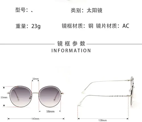 

Круглые солнцезащитные очки большого размера для мужчин, с градиентным переходом цвета, для женщин, в металлической оправе, стильные очки MTZJH, Gold Clear