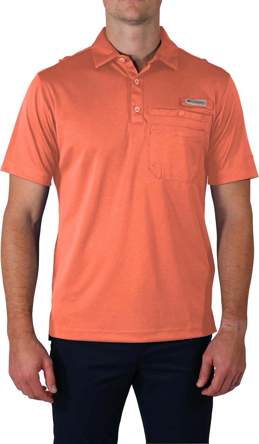 

Мужская поло для гольфа Flycaster Pocket от Columbia с коротким рукавом, технология Omni Wick для воздухопроницаемости, Lychee