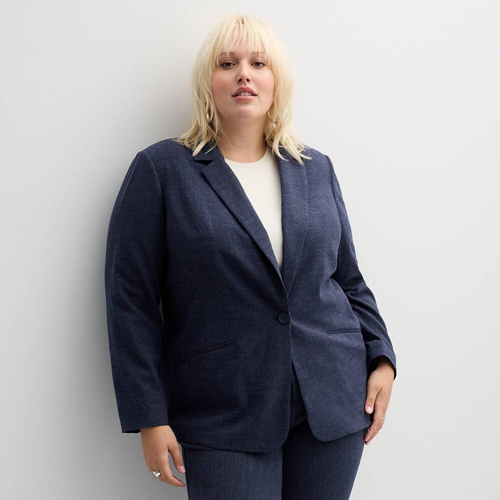 

Классический пиджак размера плюс Nine West на одной пуговице, цвет Heather Navy