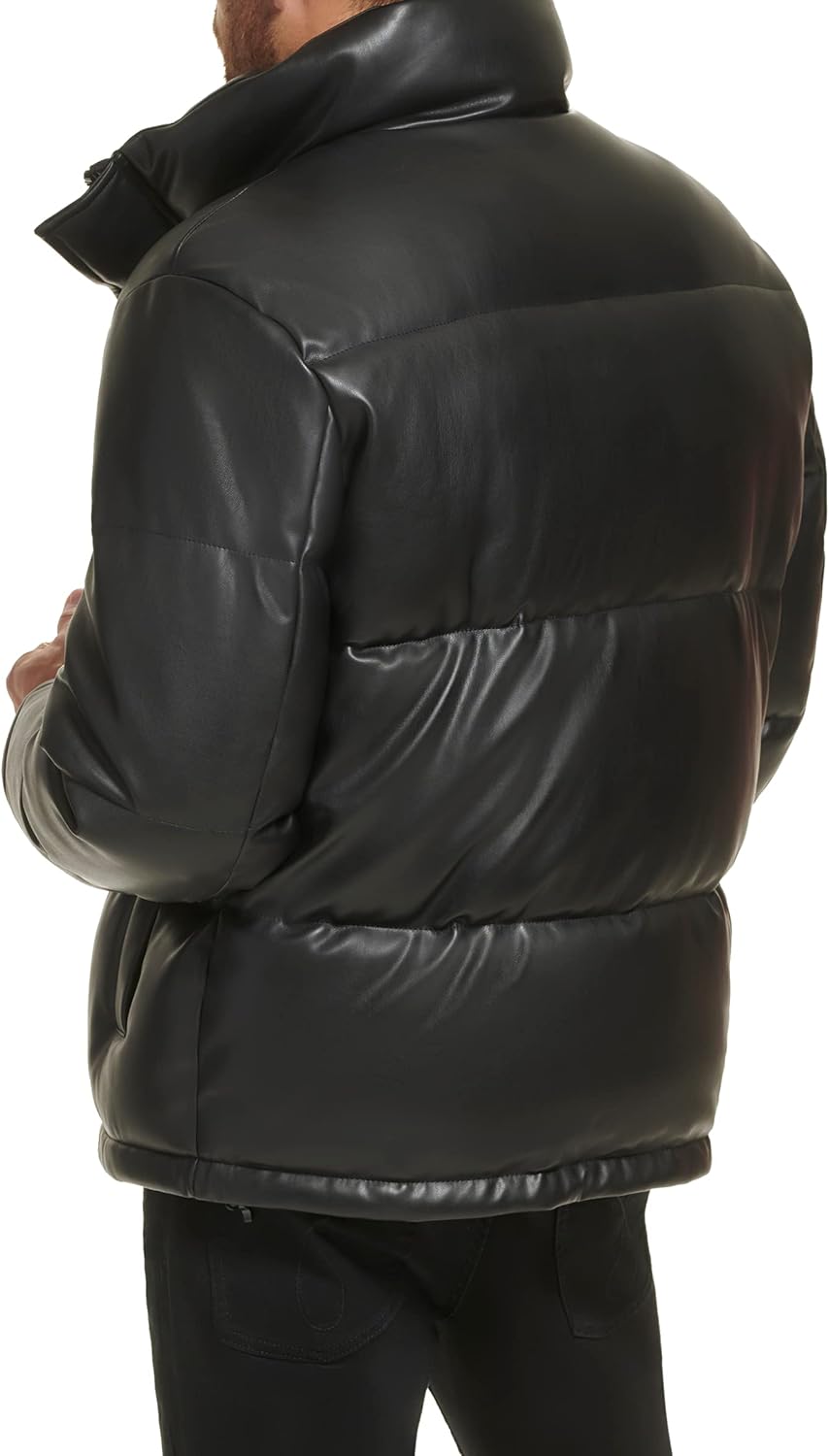 Мужская классическая стеганая куртка Calvin Klein из искусственной кожи, Black — фото 3