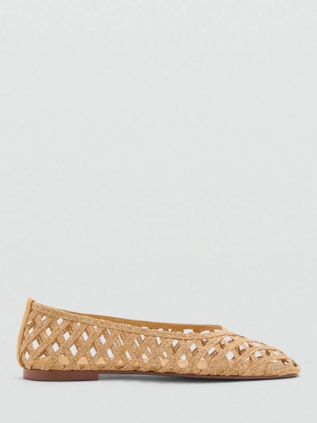 Ros Open Weave балетки на каблуке Mango, Medium Brown