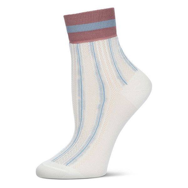 

Женские ажурные носки-следки в ретро-полоску Memoi, Cream