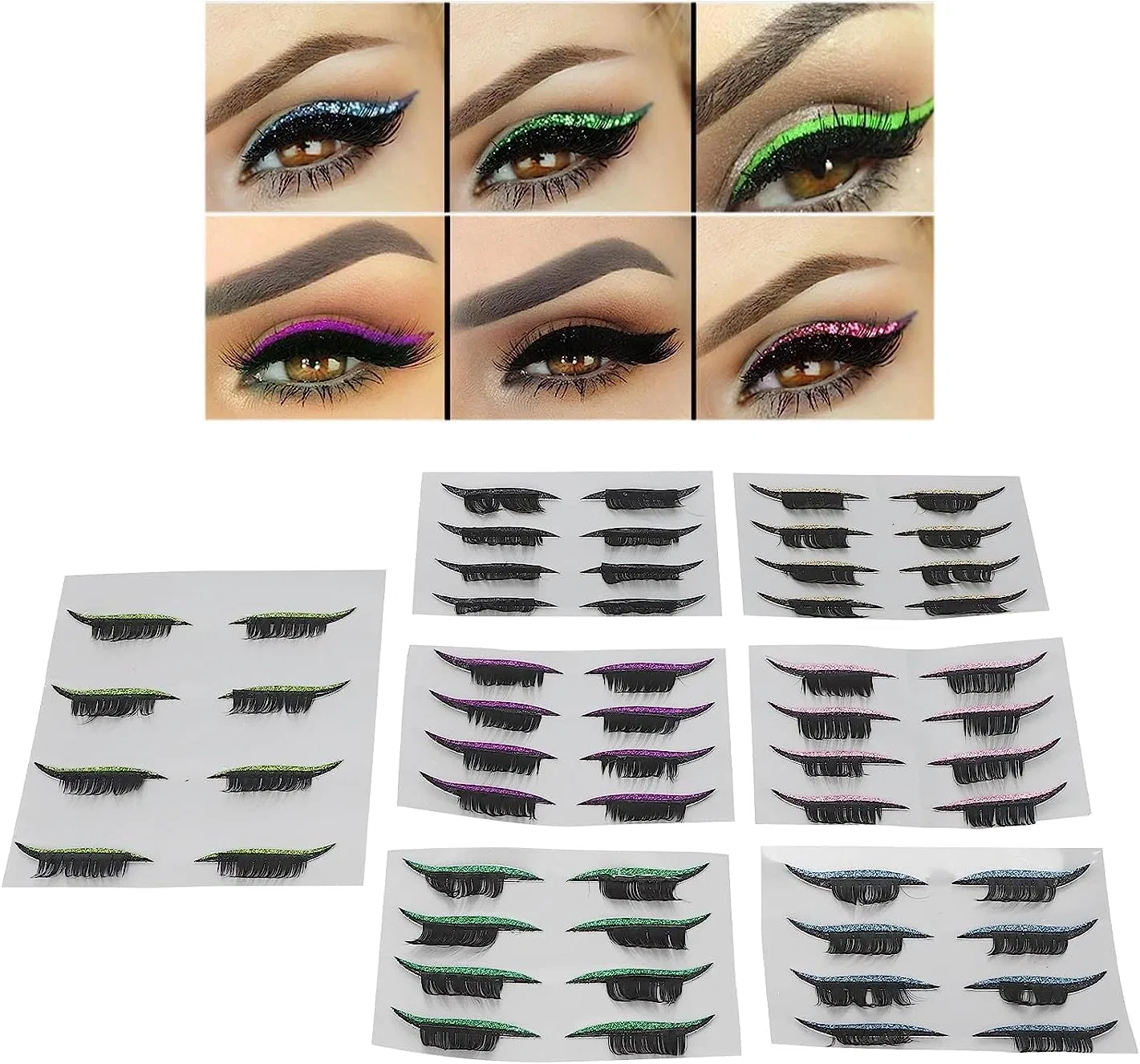 Наклейки для глаз eyeliner и ресницы, 7 пар, Zhonghua, 7 цветов — фото 3