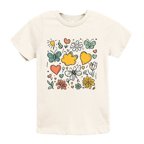 

Футболка с цветами и бабочками The Juniper Shop, Cream