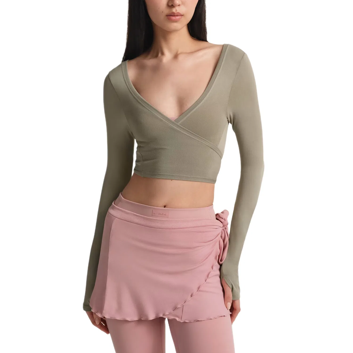 Топ с длинным рукавом SKIMS Stretch Knit Wrap Nike, NSKM Sand Dune