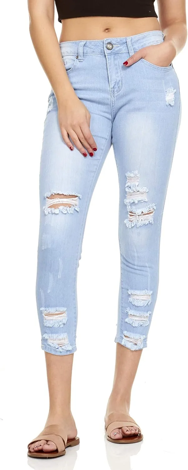 

Женские джинсы YDX скинни с потертостями и кислотной стиркой