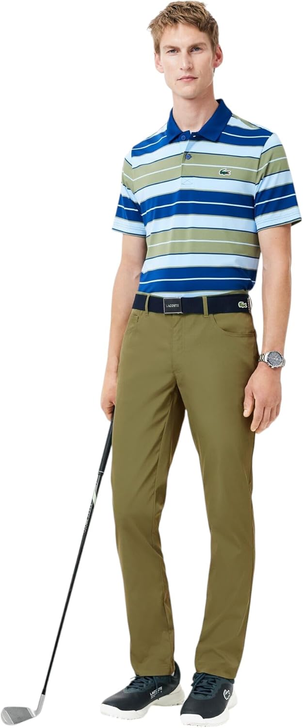 Спортивные брюки Lacoste Ultra Dry Slim Fit, для гольфа, хаки — фото 4