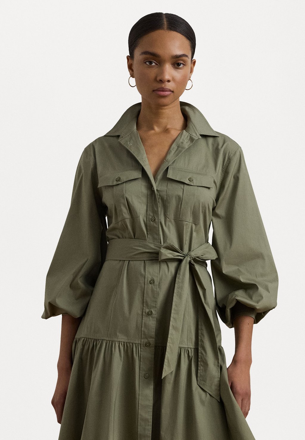 

Платье-рубашка BELTED COTTON BLEND SHIRTDRESS Lauren Ralph Lauren, светло-зеленый