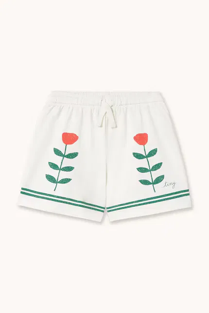 Шорты детские с принтом Red Roses Graphic Shorts Tinycottons, белый