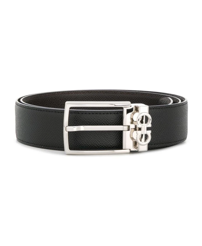 

Кожаный ремень с пряжкой и логотипом Ferragamo, черный