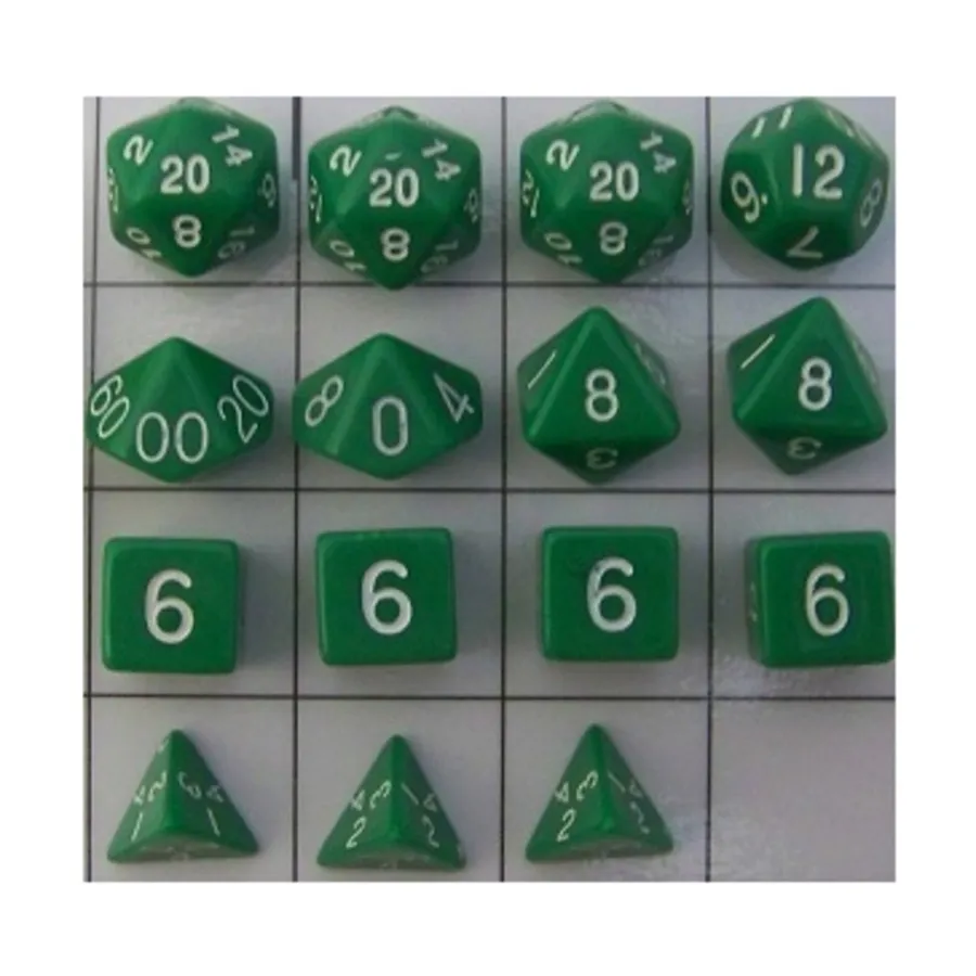 

Набор Poly — непрозрачный темно-зеленый с белым (15), Game Dice - Opaque (Role 4 Initiative)