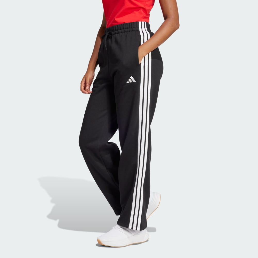 Спортивные брюки Adidas Essentials 3-Stripes Open-Hem Fleece, черный/белый — фото 2