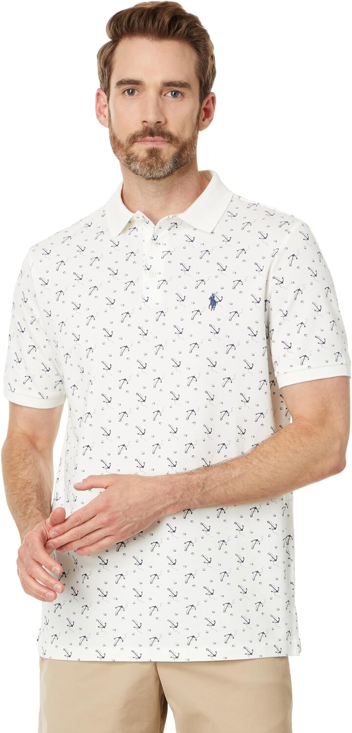 

Поло Polo Ralph Lauren Classic Fit Stretch Mesh Polo Shirt, цвет White Ocean Anchors