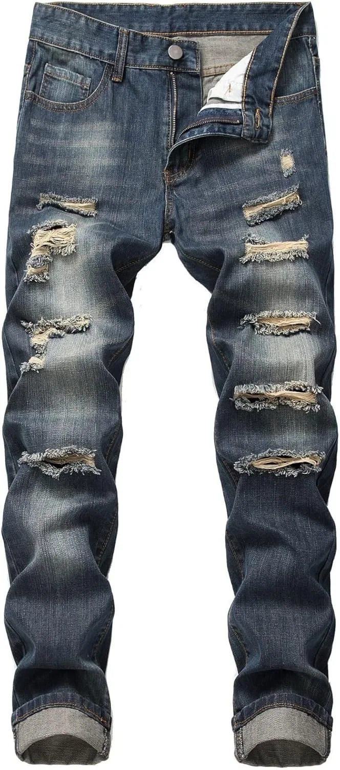 Джинсы прямые потертые, Moto, Dark Bluea1