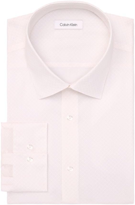 Мужская рубашка Calvin Klein Slim Fit, не требующая глажки, с принтом, Peach Print — фото 3