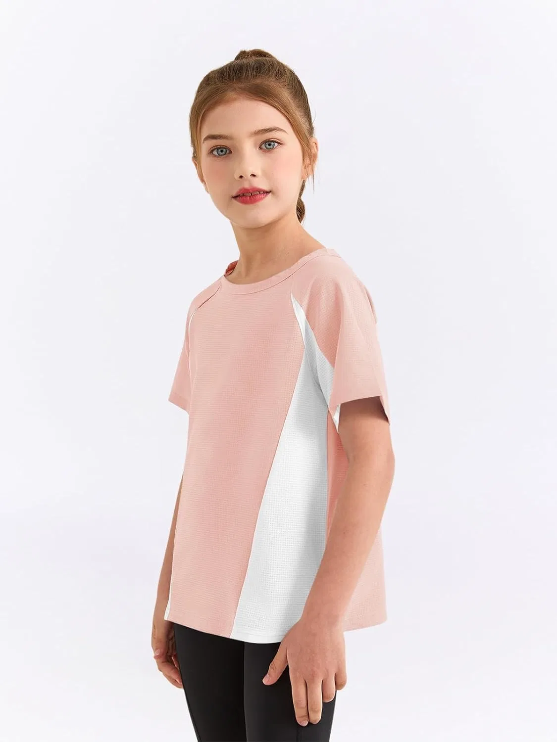 Футболка детская спортивная с цветовыми блоками Haloumoning, Light Pink — фото 3