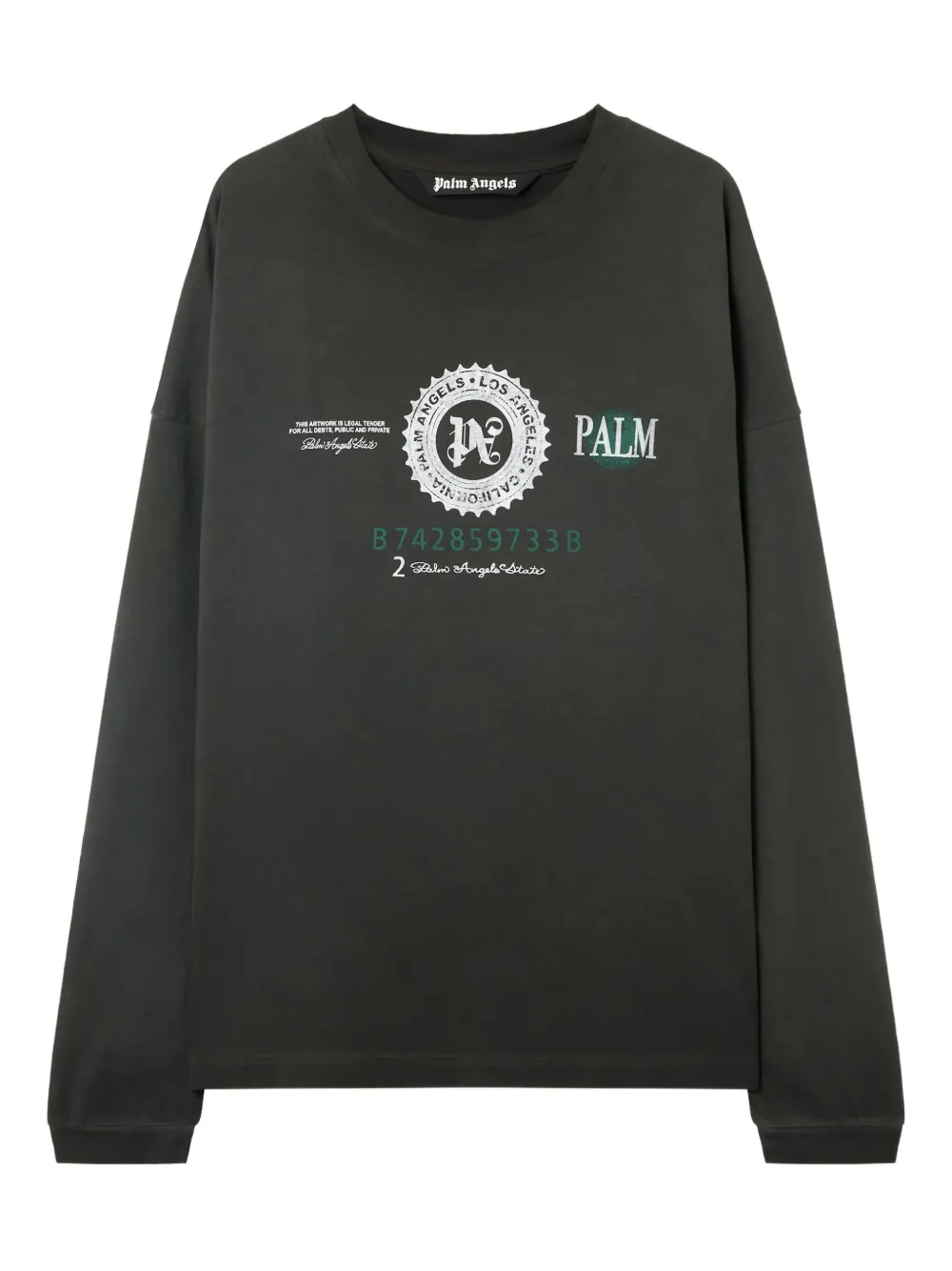 Лонгслив с принтом в виде долларов Palm Angels, черный