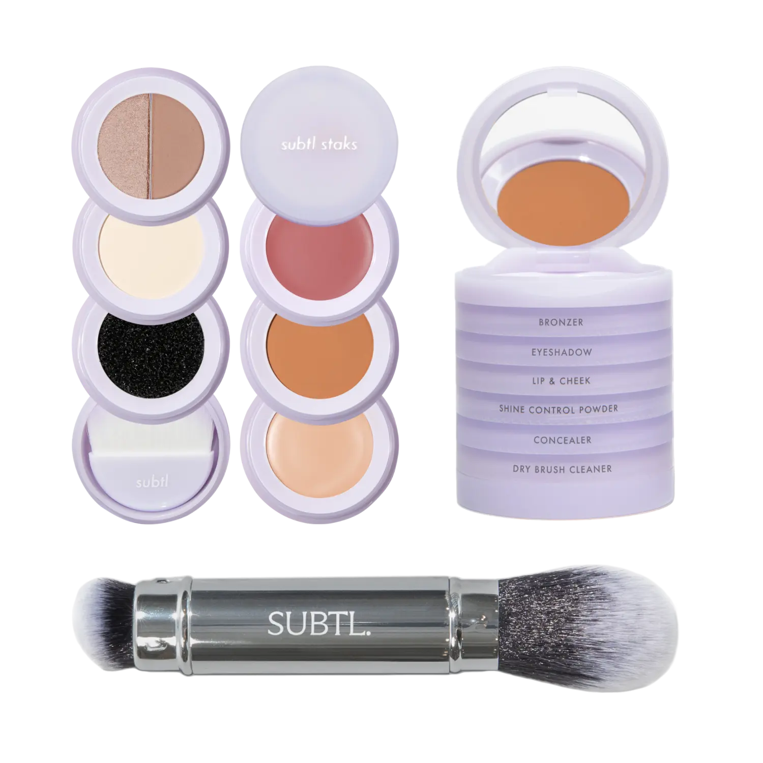 

Многофункциональный набор для макияжа лица 6-в-1 с двусторонней кистью для лица SUBTL. Beauty, 009C (Medium with cool undertones)